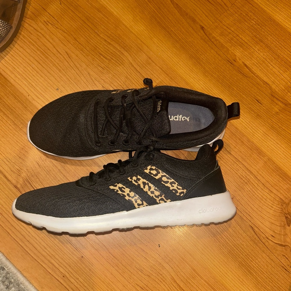 Adidas Black and Leopard Print Sneakers